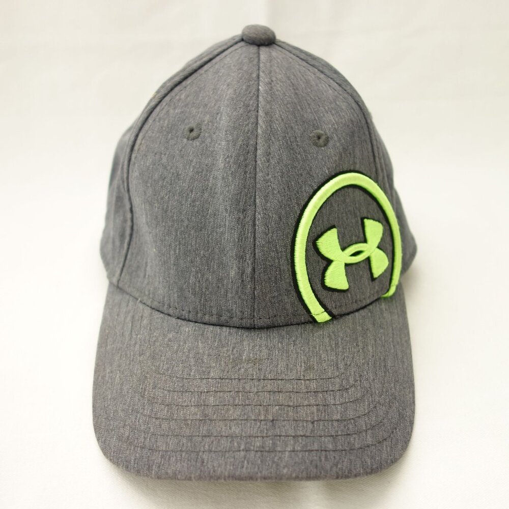 Under Armour Gray & Neon Green Youth Fitted Baseball Hat Cap Sz SM / MD